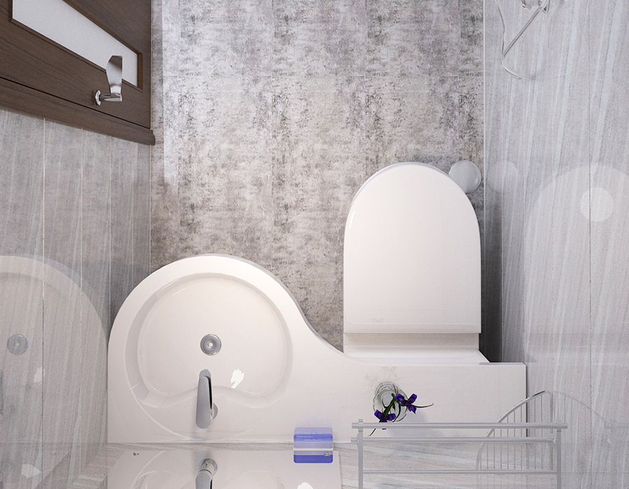 Bagno integrato Social Housing con struttura interamente in pannelli di fibra di resina