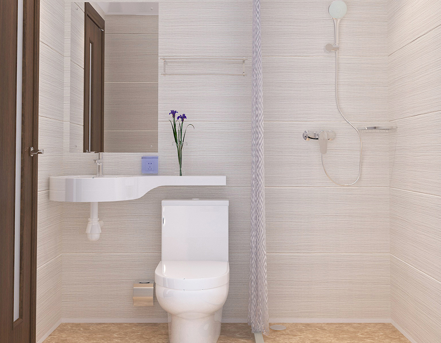 Bagno modulare per hotel con costruzione completa di pannelli in fibra di resina PEC