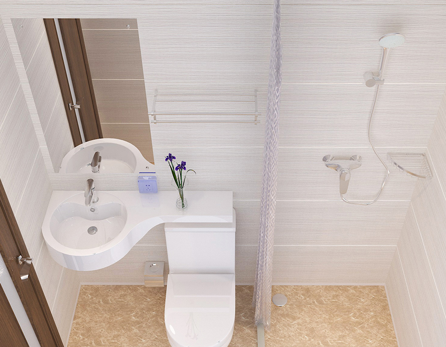 Bagno modulare per hotel con costruzione completa di pannelli in fibra di resina PEC