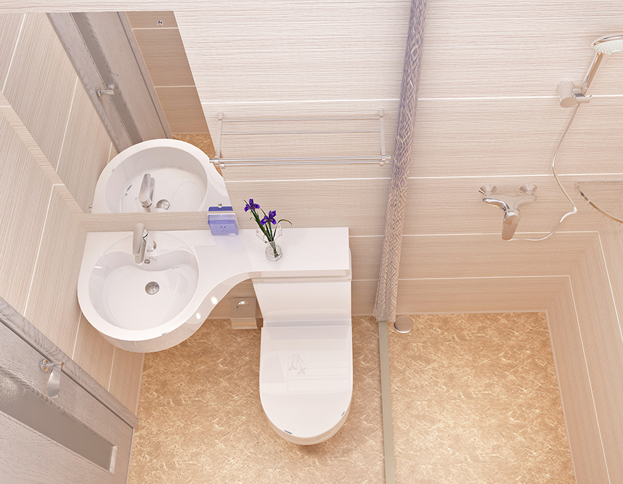 Bagno modulare per hotel con costruzione completa di pannelli in fibra di resina PEC