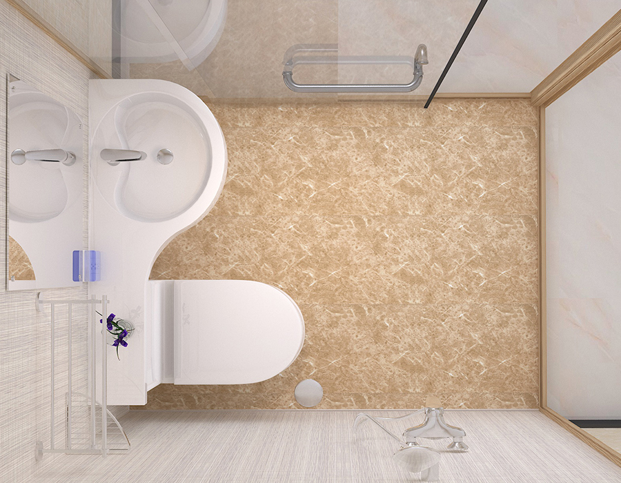 Bagno modulare per hotel con pannelli murali interni in fibra di resina PEC e pareti esterne in vetro