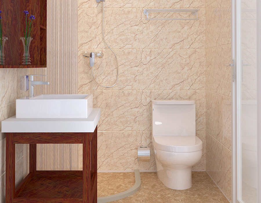 Bagno modulare a installazione rapida con pannelli interni in fibra di resina PEC