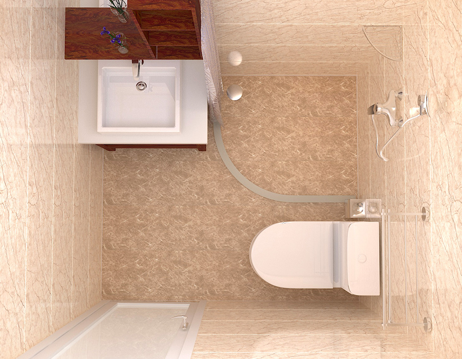 Bagno modulare a installazione rapida con pannelli interni in fibra di resina PEC