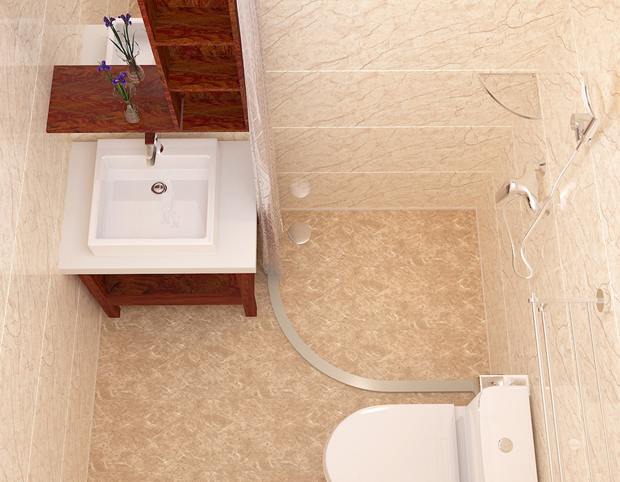 Bagno modulare a installazione rapida con pannelli interni in fibra di resina PEC