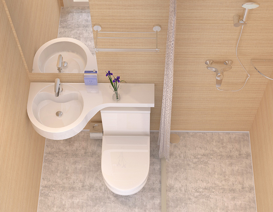 Bagno modulare interamente in fibra di resina PEC