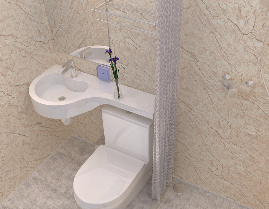 Bagno modulare interamente in fibra di resina PEC