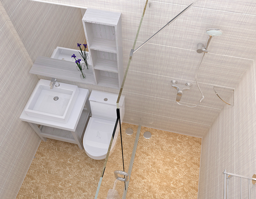 Unità bagno dormitorio prefabbricato con sistema completo di pannelli in fibra di resina PEC