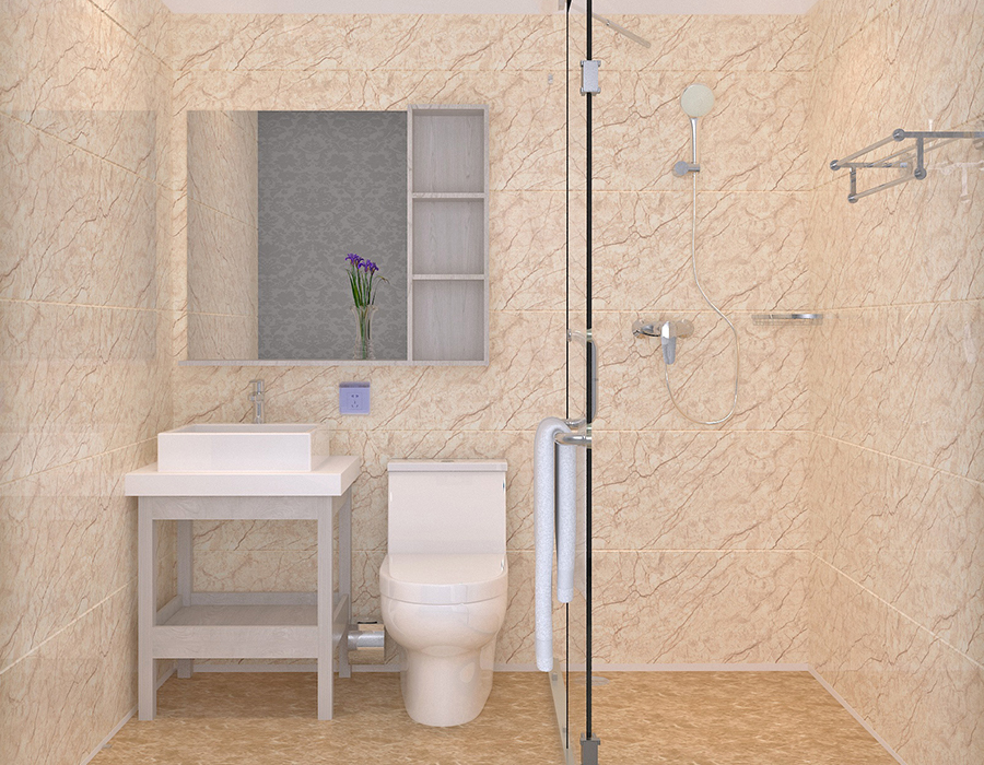 Unità bagno dormitorio prefabbricato con sistema completo di pannelli in fibra di resina PEC