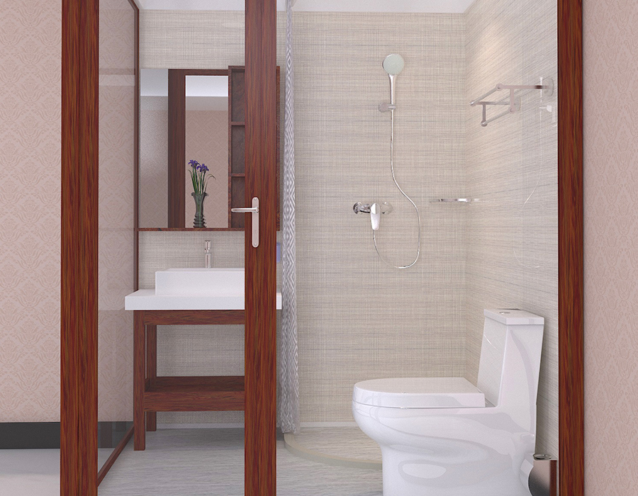 Appartamento Bagno Modulare in Fibra di Resina PEC & RTM Base con Pareti in Vetro