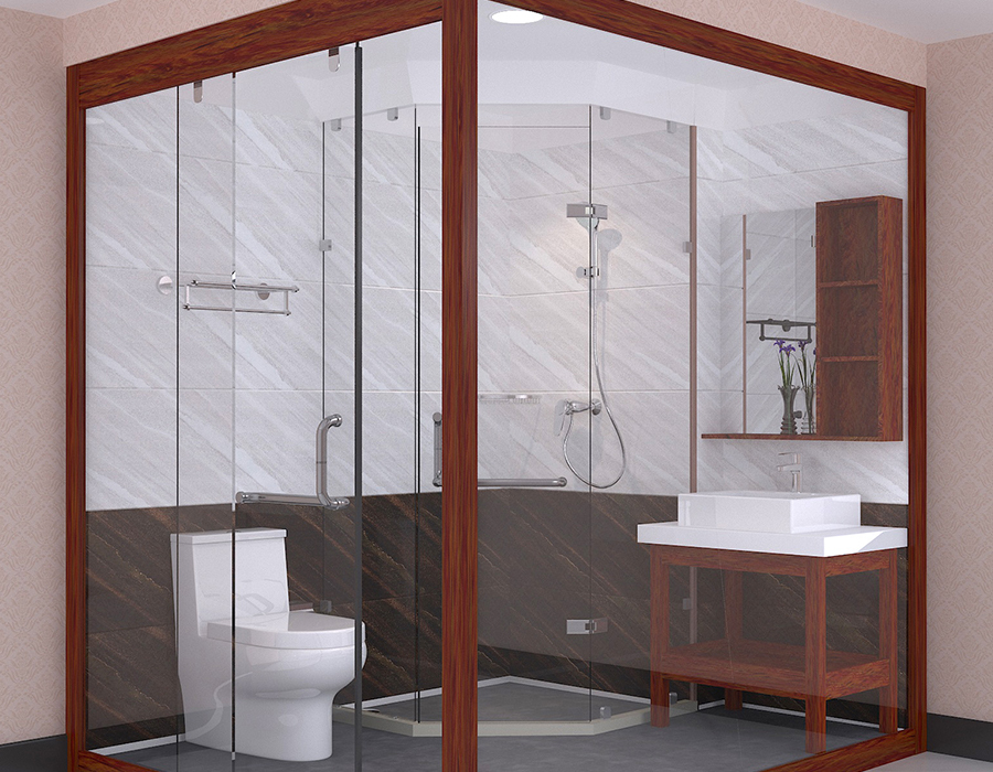 Mobile Bagno Hotel Prefabbricato con Pannelli in Fibra di Resina PEC e Base in Ceramica Morbida RTM