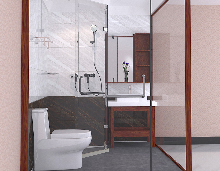 Mobile Bagno Hotel Prefabbricato con Pannelli in Fibra di Resina PEC e Base in Ceramica Morbida RTM