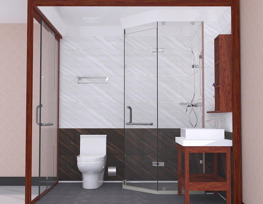 Mobile Bagno Hotel Prefabbricato con Pannelli in Fibra di Resina PEC e Base in Ceramica Morbida RTM