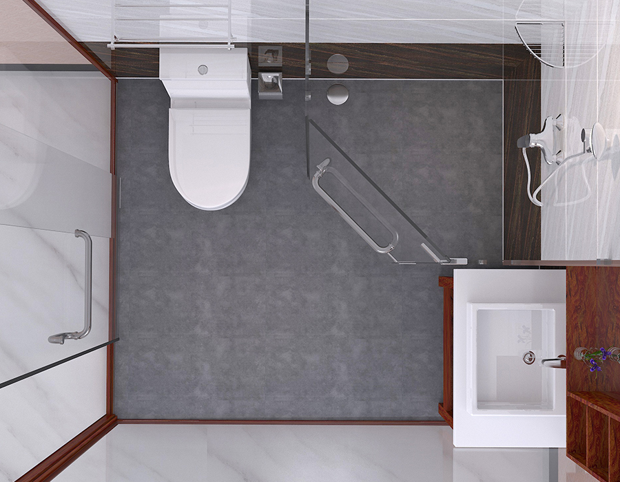 Mobile Bagno Hotel Prefabbricato con Pannelli in Fibra di Resina PEC e Base in Ceramica Morbida RTM