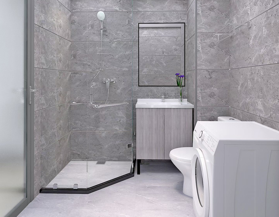 Unità da bagno prefabbricata per hotel con base in ceramica morbida RTM con pannelli in fibra di resina