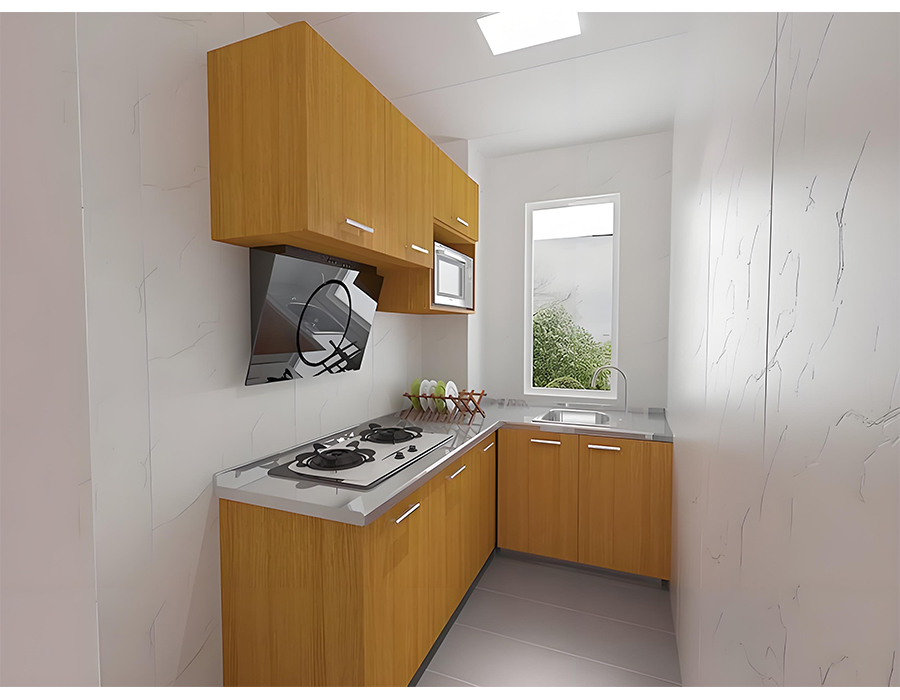 Capsule prefabbricate per cucina con pannello a parete PEC