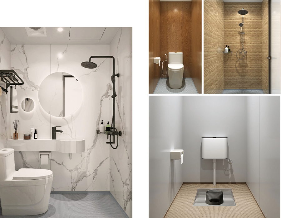 Bagno prefabbricato tutto in uno SMC multicolore monocolore